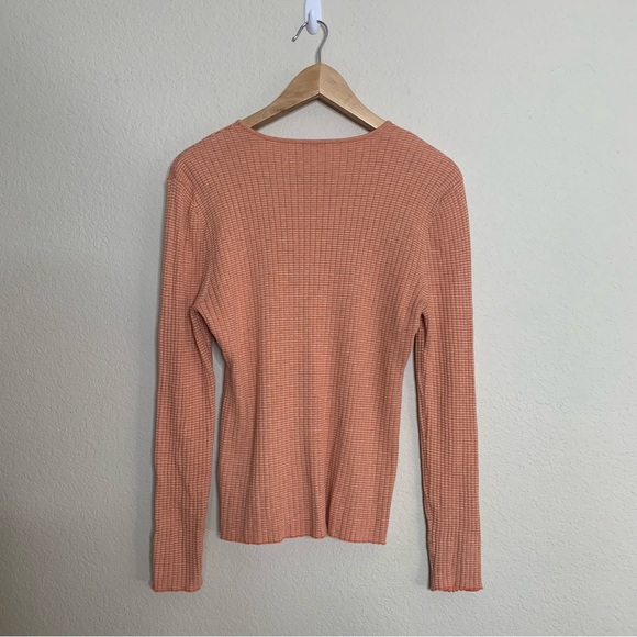 J McLaughlin Ribbed Knit Stretch Long Sleeve Top Size XL Orange Button Sleeve - Picture 2 of 7